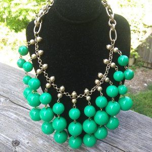 Stella and Dot Green Beaded Beads Large Jolie  Statement Necklace fun chic